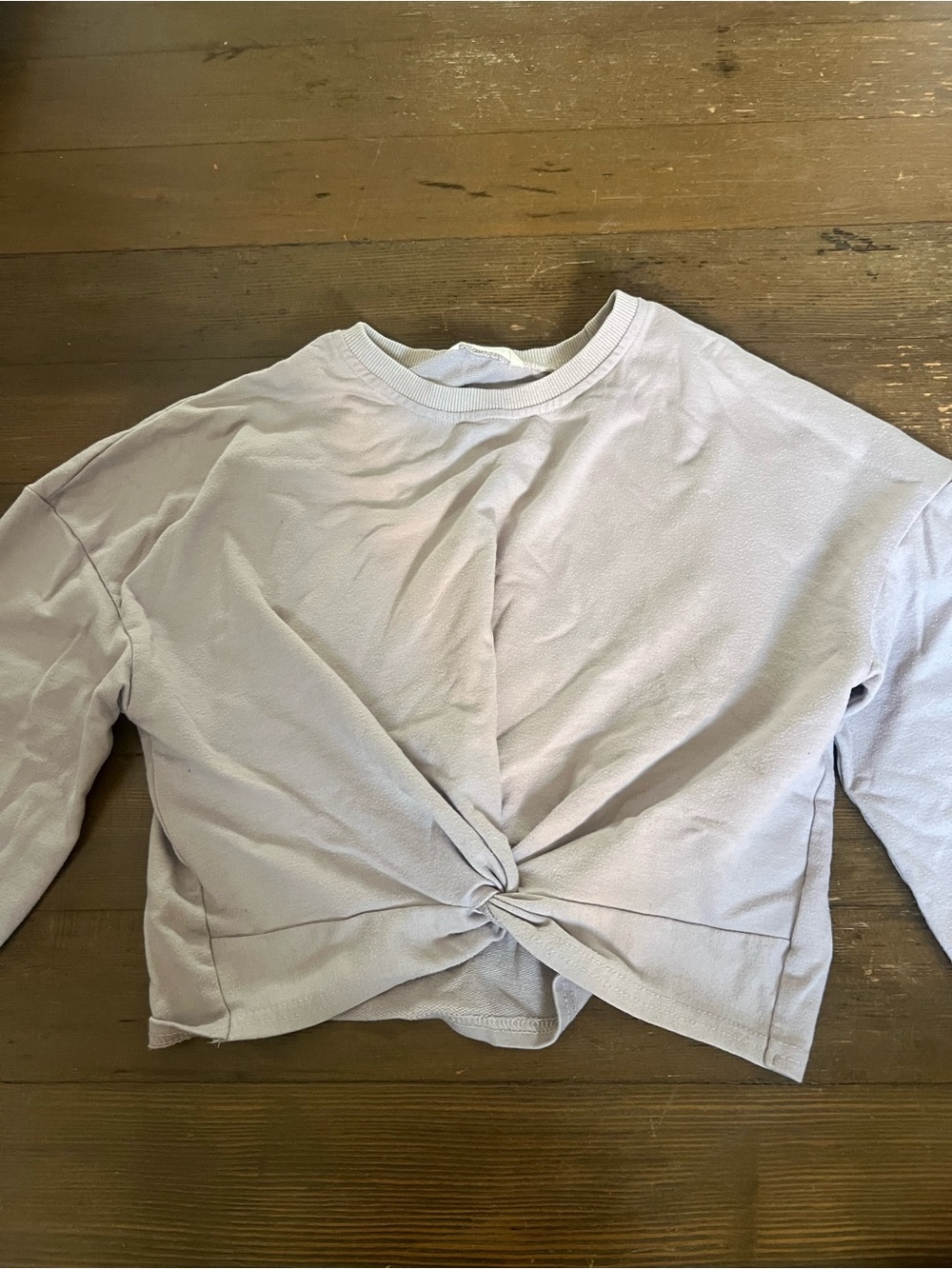 SHEIN Light Lavender Twist-Front Long Sleeve Cropped Top